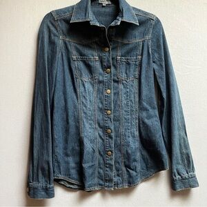 Vintage RW&CO Snap Button-Up Denim Jean Shirt Sz XS